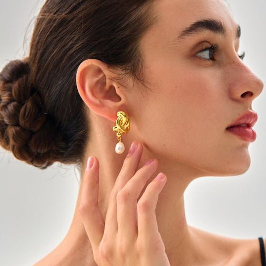 Irregular Hollow Knot Sterling Silver Statement Earrings