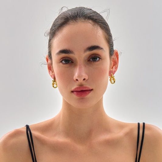 Masculine Geometry Electroformed Hollow Stud Earrings