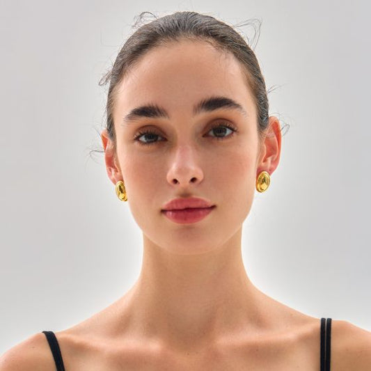 Oval Bean Electroformed Stud Earrings
