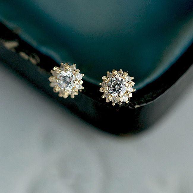 Crystal Sunflower 925 Sterling Silver Stud Earrings