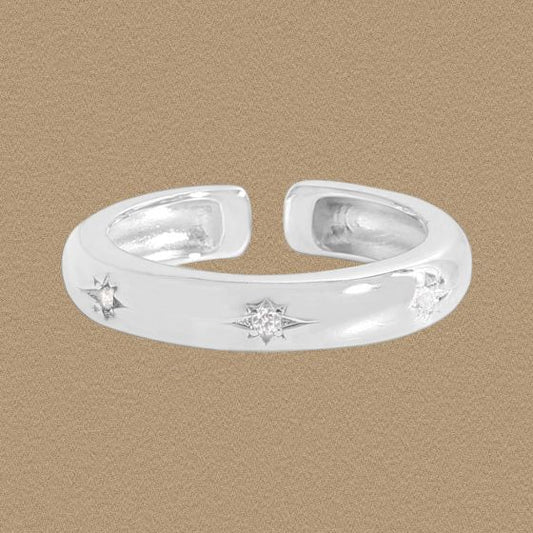 CZ Starlight Adjustable 925 Sterling Silver Ring