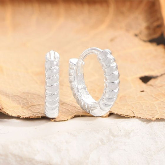Mini Twisted Circle 925 Sterling Silver Hoop Earrings