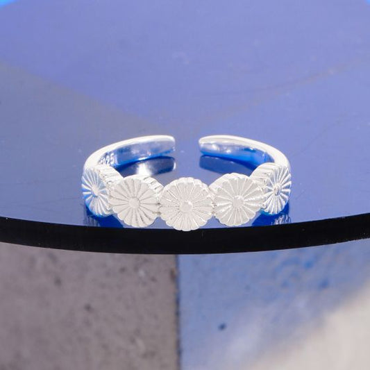 Sunflower 925 Sterling Silver Adjustable Ring