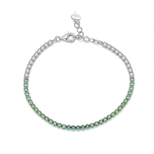 Geometric Emerald Tennis Bracelet, S925 Sterling Silver
