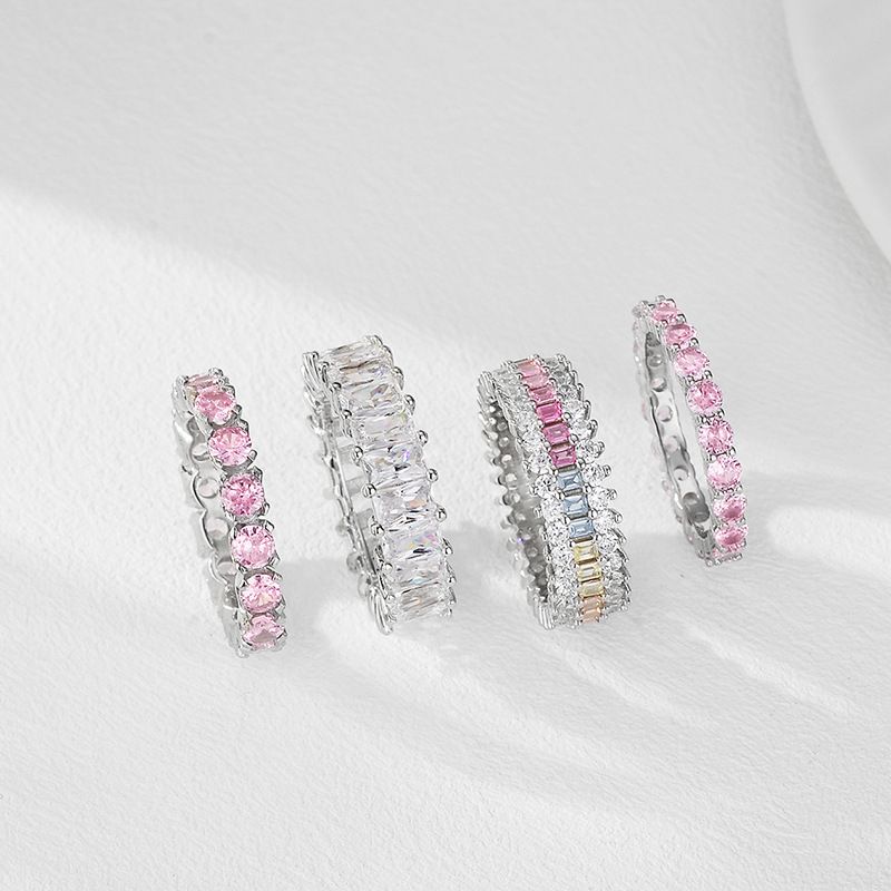 Row Zircon Paved Sterling Silver Ring