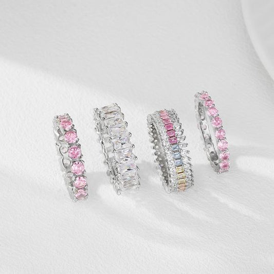 Row Zircon Paved Sterling Silver Ring