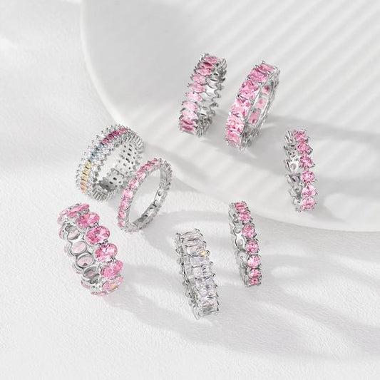 Pink Heart Cubic Zirconia Sterling Silver Ring