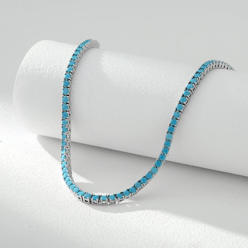 Turquoise Geometric Tennis Chain Necklace