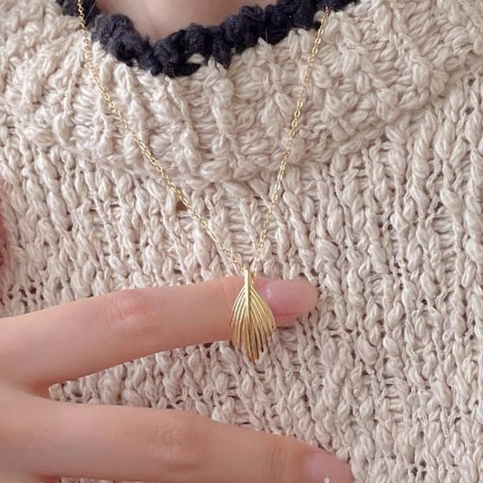 Irregular Leaf Feather 925 Sterling Silver Necklace
