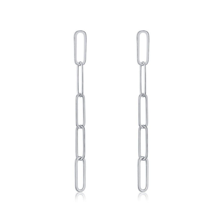 Sterling Silver Cable Link Drop Earrings