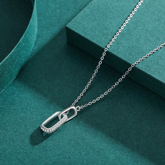 Sterling Silver Cubic Zirconia Interlocking Necklace