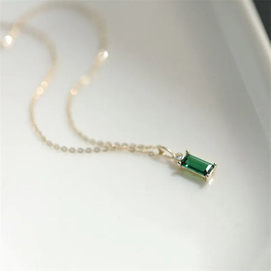 Sterling Silver Green Pendant Necklace