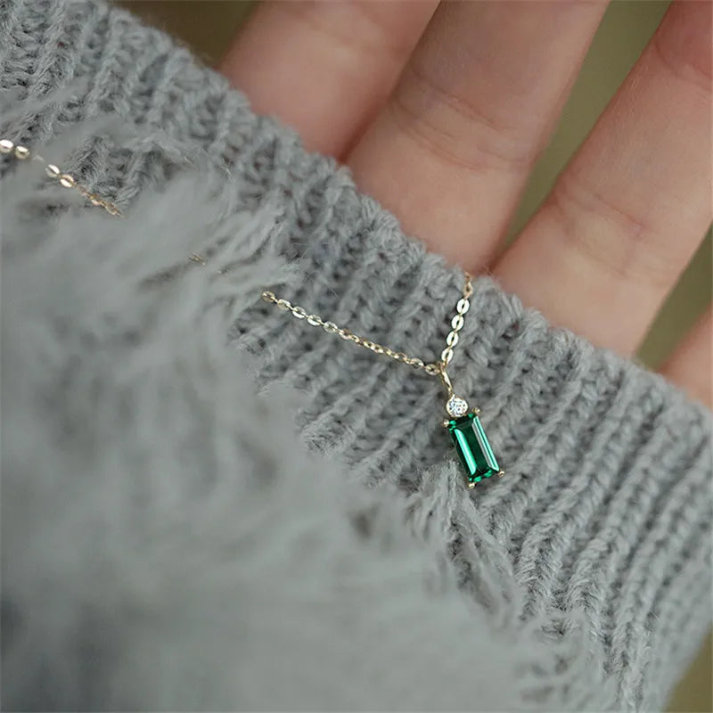 Sterling Silver Green Pendant Necklace