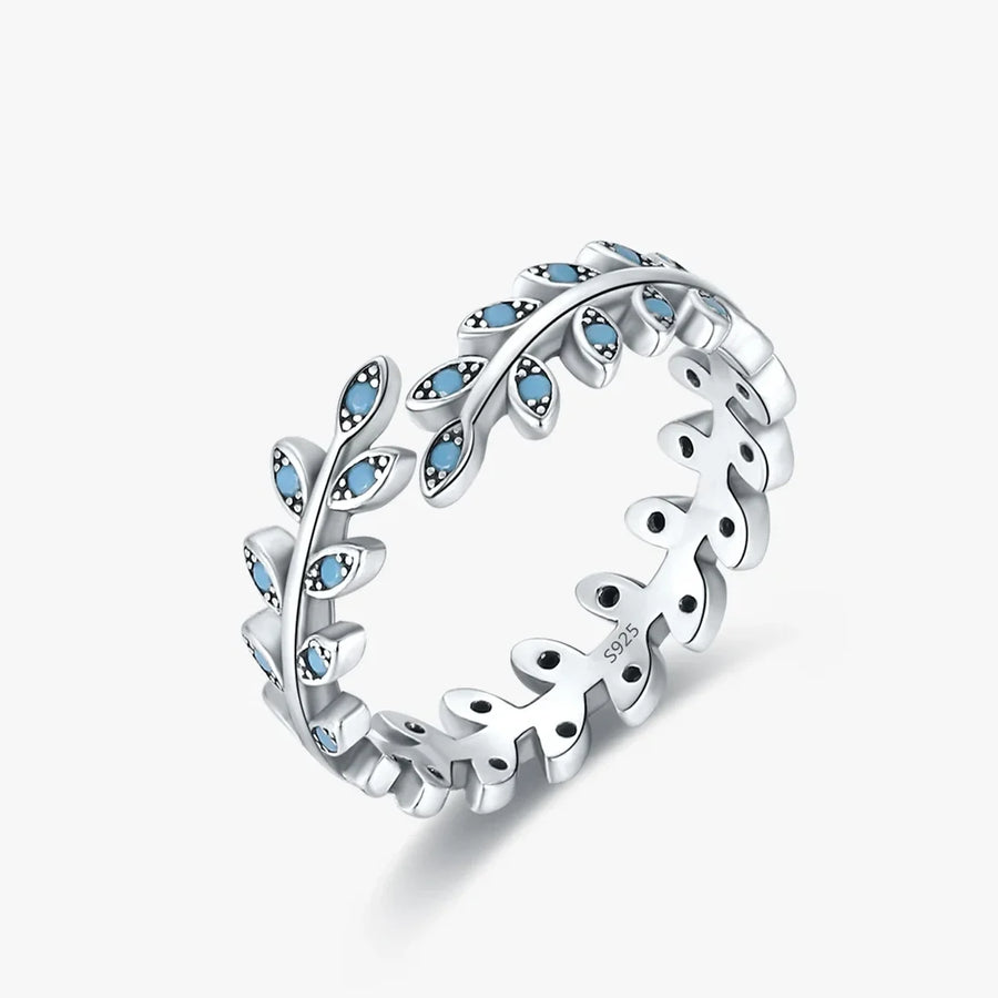 Sterling Silver Luck Leaf Adjustable Turquoise Ring