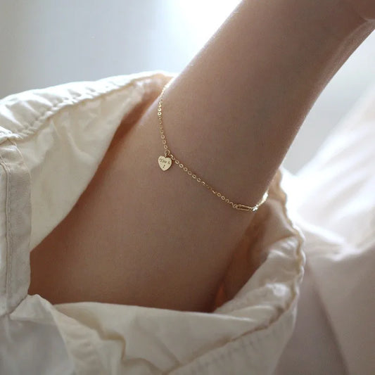 Gold Plated Sterling Silver Heart You and I Bracelet