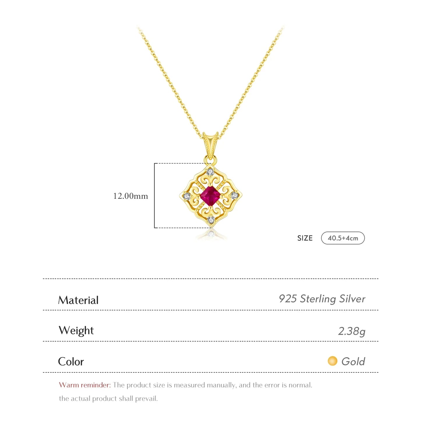 Gold Hollow Pattern Pendant Necklace