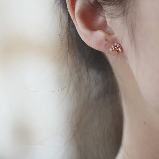 Sterling Silver Tree of Life Stud Earrings