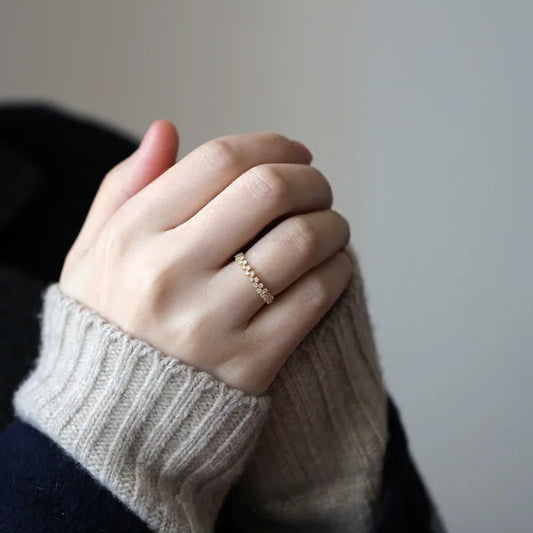 Sterling Silver Romantic Cubic Zirconia Wedding Band Ring