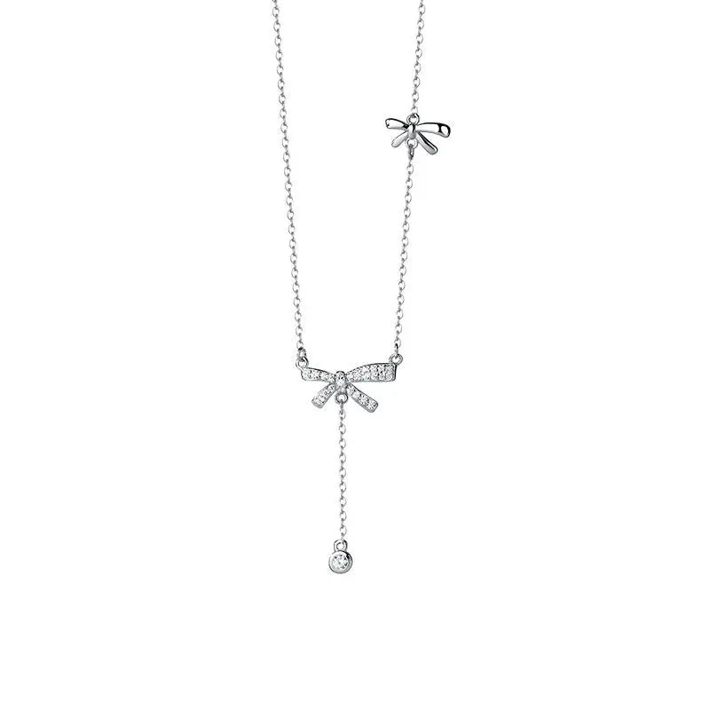 Sterling Silver Elegant Bow Necklace
