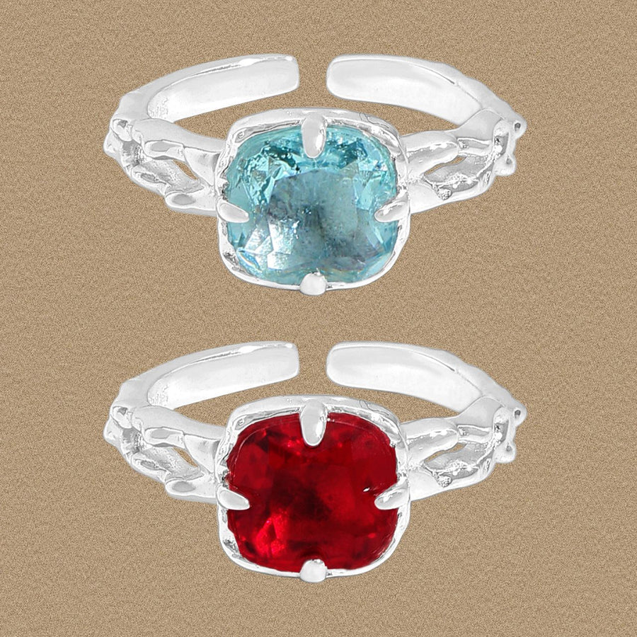 Radiant Crystal Adjustable Sterling Silver Ring