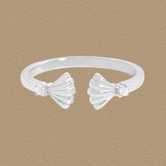 Double Shell Adjustable Sterling Silver Ring