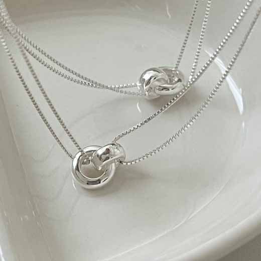 Minimalist Knot Chain 925 Sterling Silver Necklace