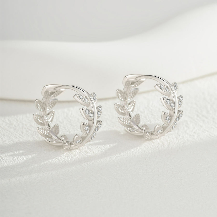 Wheat Hoop Crystal S925 Sterling Silver Earrings