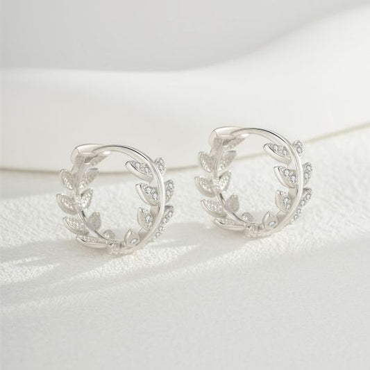 Wheat Hoop CZ S925 Sterling Silver Earrings