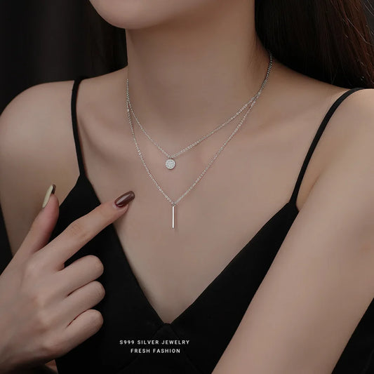 Sterling Silver Double Layer Necklace