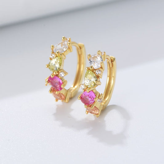 Cubic Zirconia Small Hoop Earrings in Sterling Silver