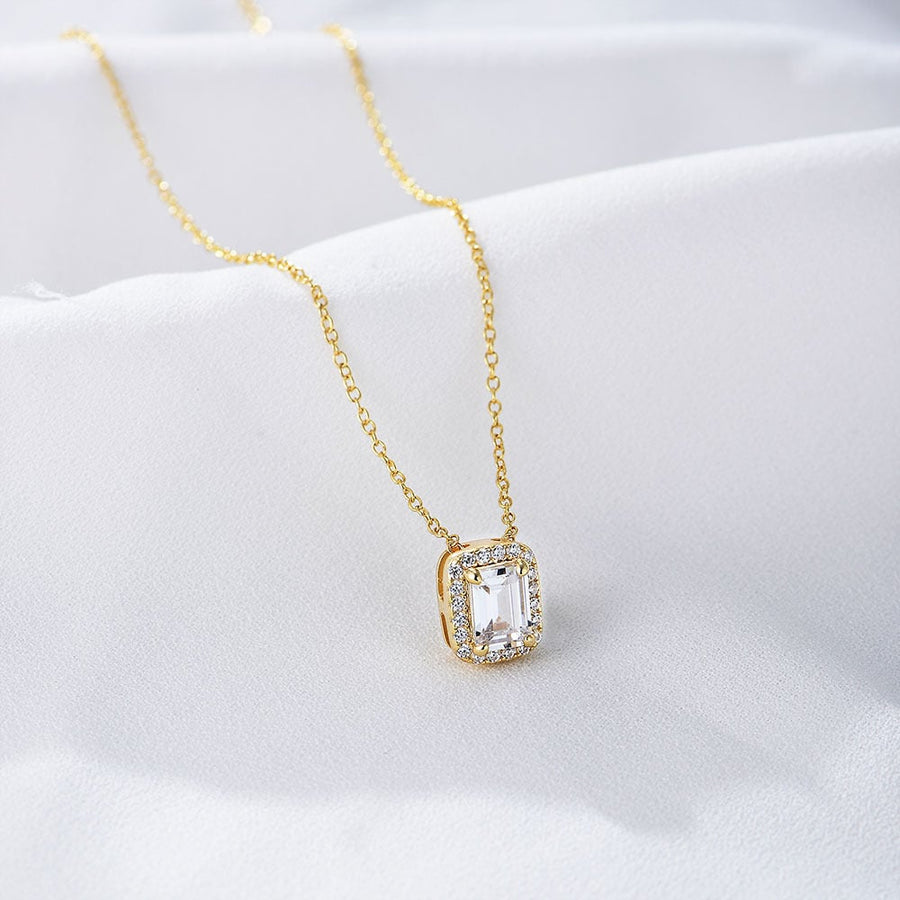 Sterling Silver Cubic Zirconia Baguette Necklace