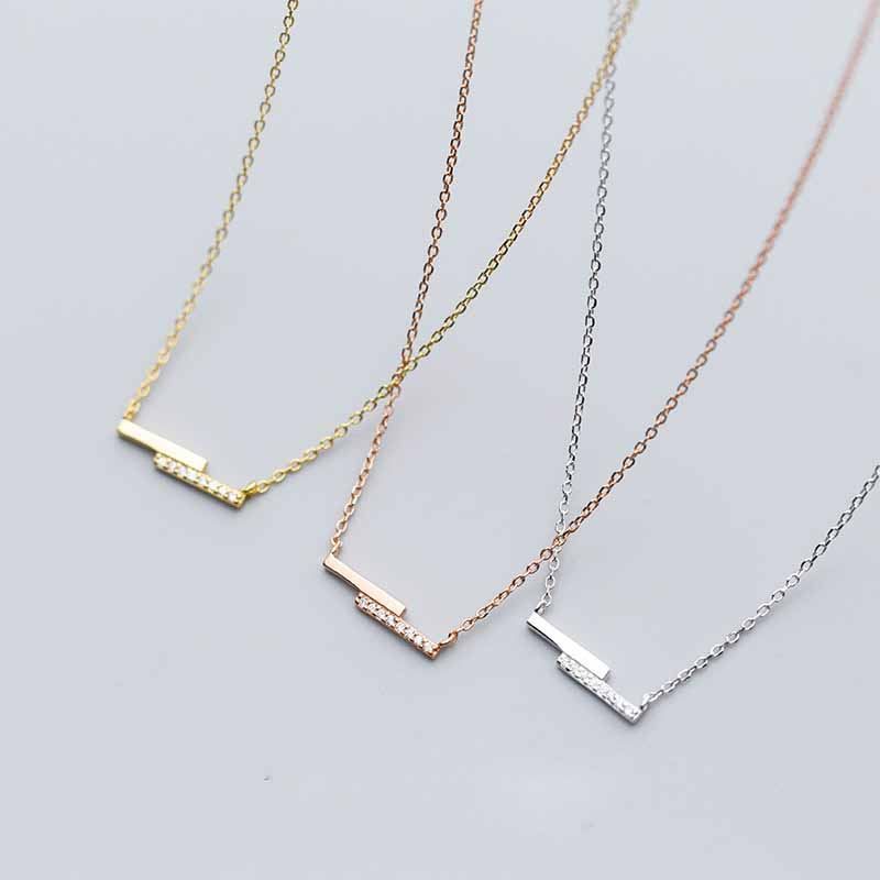 Irregular Crystal Stick Sterling Silver Necklace