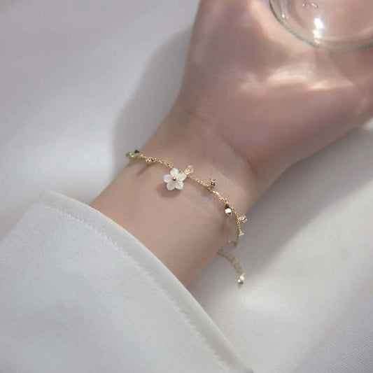 Sweet White Flower CZ Sterling Silver Bracelet