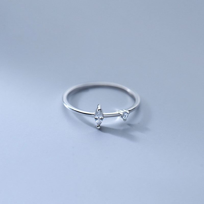 Oval Crystal Adjustable 925 Sterling Silver Ring