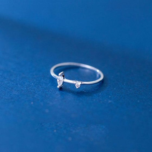 Oval CZ Adjustable 925 Sterling Silver Ring
