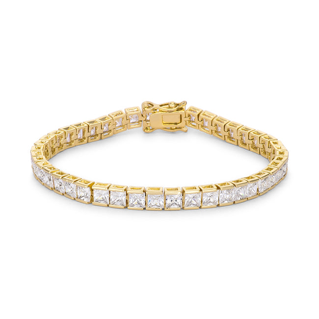 Princess Cut Crystal Gold Tone Tennis Bracelet