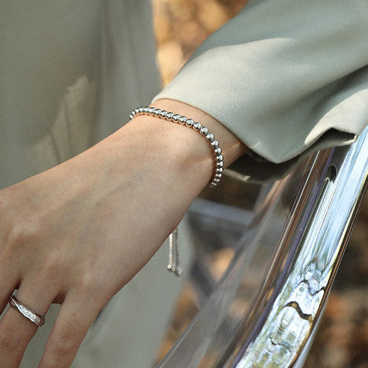 Adjustable Sterling Silver Bead Bracelet