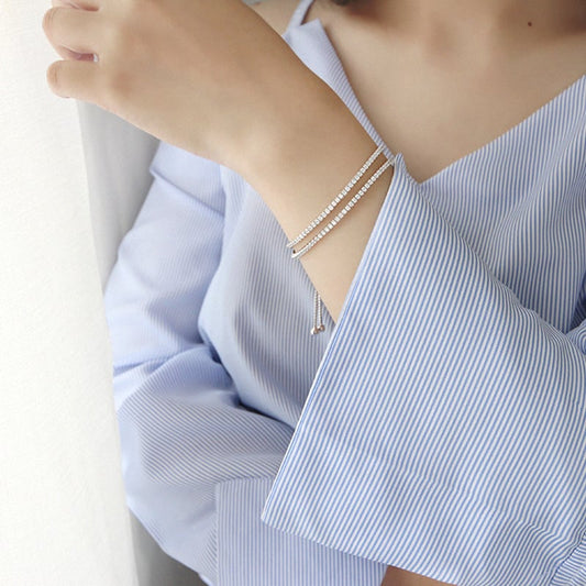 Cubic Zirconia Double Layer Tennis Bracelet