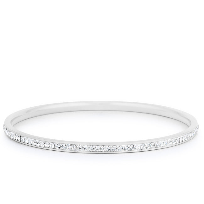Rhodium Plated Crystal Bangle