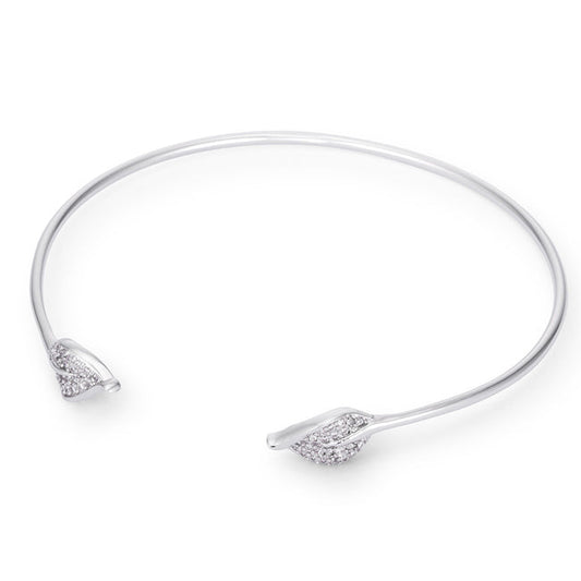 Rhodium Cuff Bracelet with Clear Cubic Zirconia