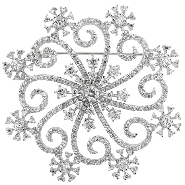 Cubic Zirconia Snowflake Brooch