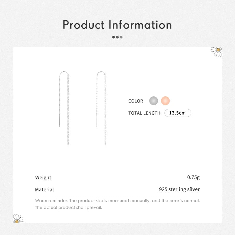 Sterling Silver Long Chain Tassel Earrings