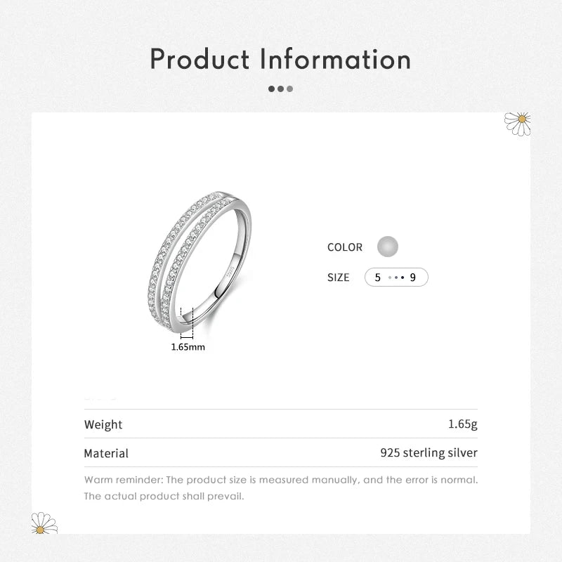 Sterling Silver Engagement Double Row Ring