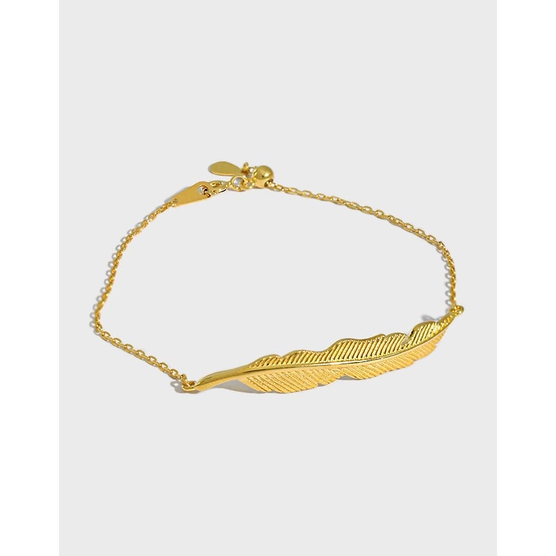 Sterling Silver Feather Charm Bracelet