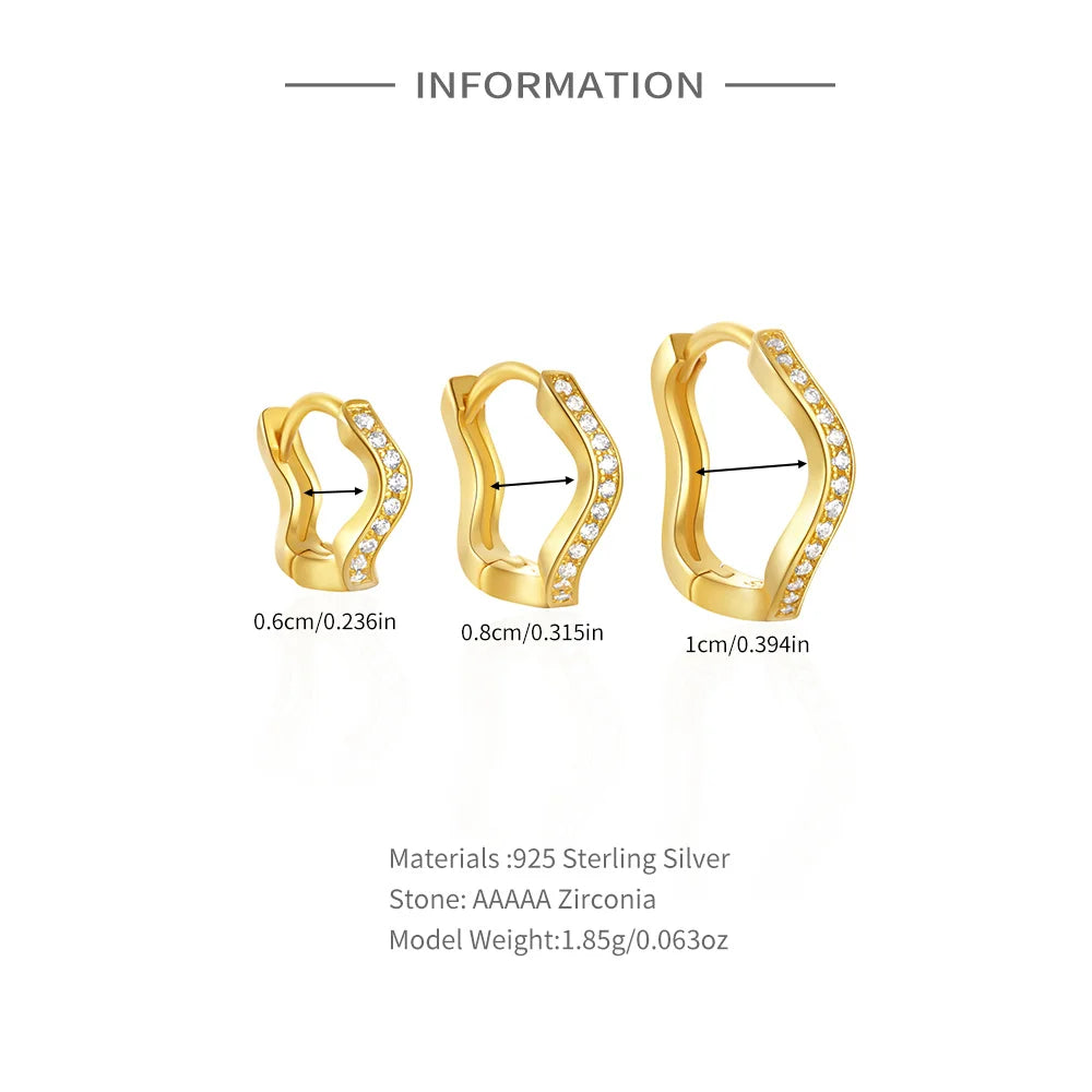 Cubic Zirconia Wave Hoop Earrings Set