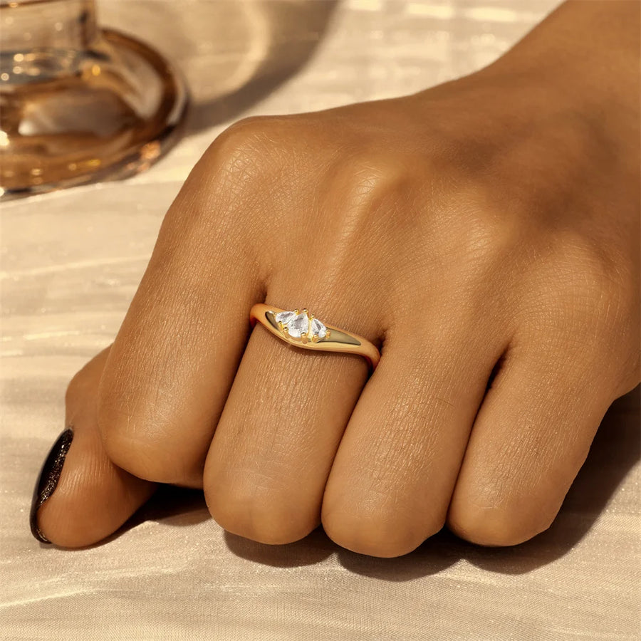 Cubic Zirconia Wave Ring in Sterling Silver - Size 7