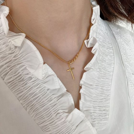 Holy Cross Hollow Chain 925 Sterling Silver Necklace