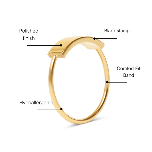 18K Gold PVD Blank Stamping Ring