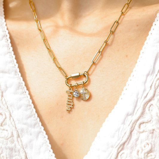 Carabiner Faith Charm Paperclip Necklace