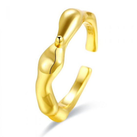 Irregular Wave 925 Sterling Silver Adjustable Ring